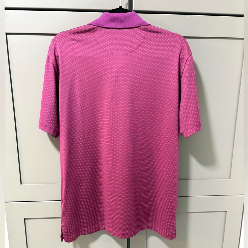 Brooks Brothers Men's Small Polo Shirt Maroon Micro-Dot Stretch Golf Performance - Picture 4 of 16